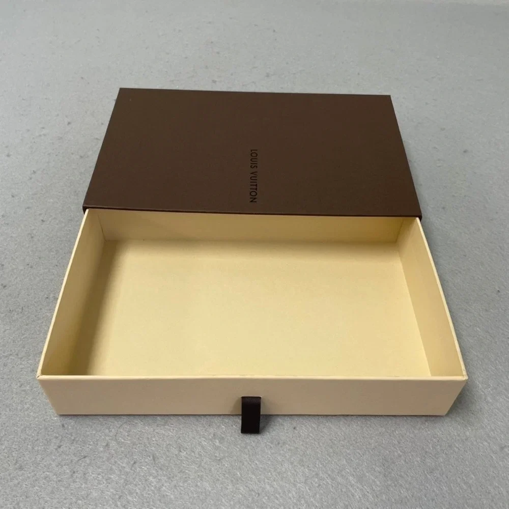 Louis Vuitton Drawer Box and Dust Bag Set Brown Yellow Authentic 5.5x8.5x2